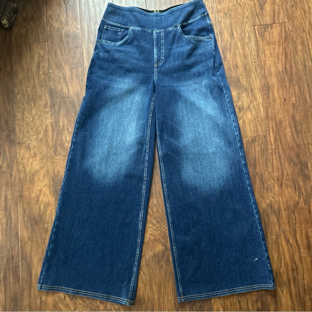 Women’s HALARA Flex Stretch Dark Blue Wide Leg Denim Jeans Size Medium Petite MP